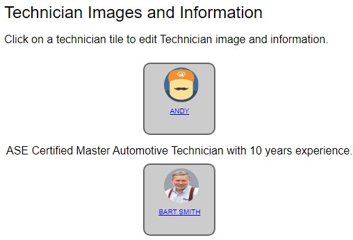 Technician images and information window