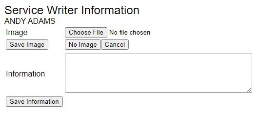 service writer information window