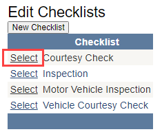 the edit checklist window.