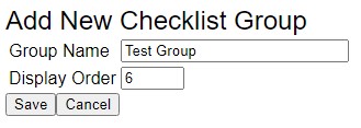 add new checklist group window in the checklist group settings