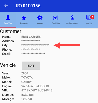 how customer information is hidden