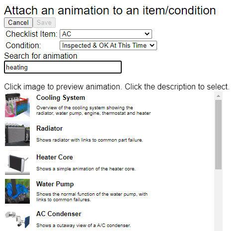 attach an animation to an item or condition window