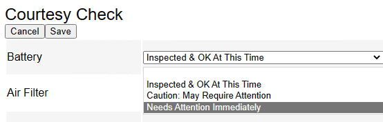 A checklist item in edit mode with a dropdown menu.
