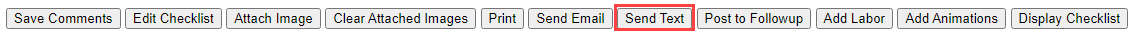 checklist toolbar with the Send Text button highlighted.