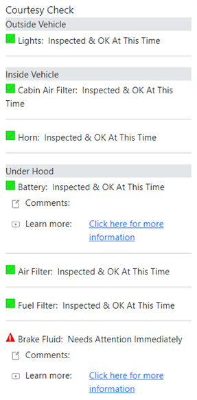 customer facing checklist sent through text.