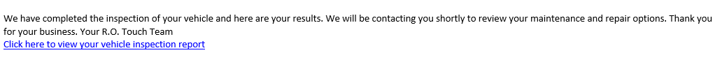 example of the email received by the customer