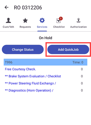 Adding quick jobs in services