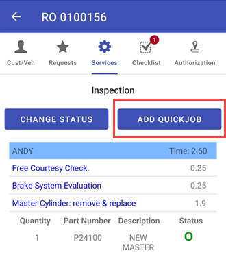 Adding quick jobs in services