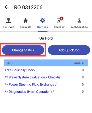 change status in services