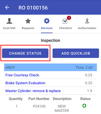 change status in services