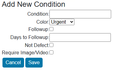 New conditions screen in checklist conditions