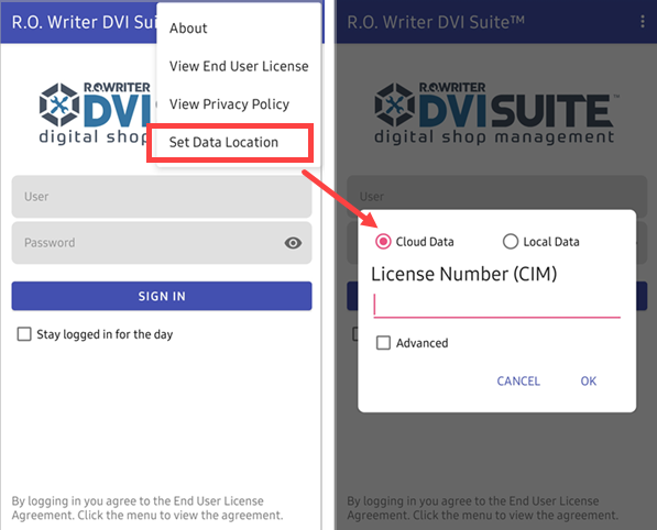 DVI Cloud Data Setting