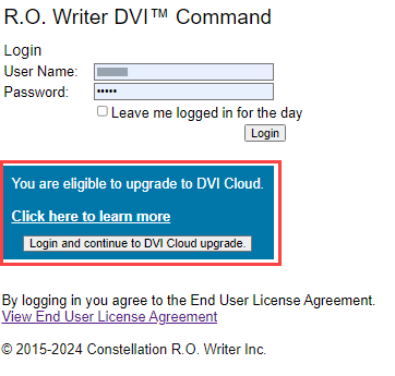 DVI Command Login Upgrade