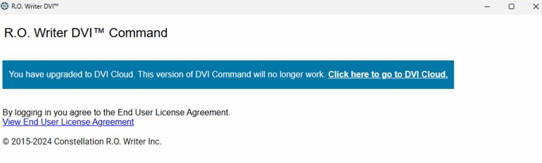 DVI Cloud upgrade screen