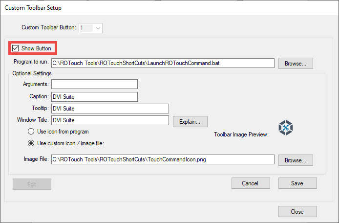 Custom button setup ROW