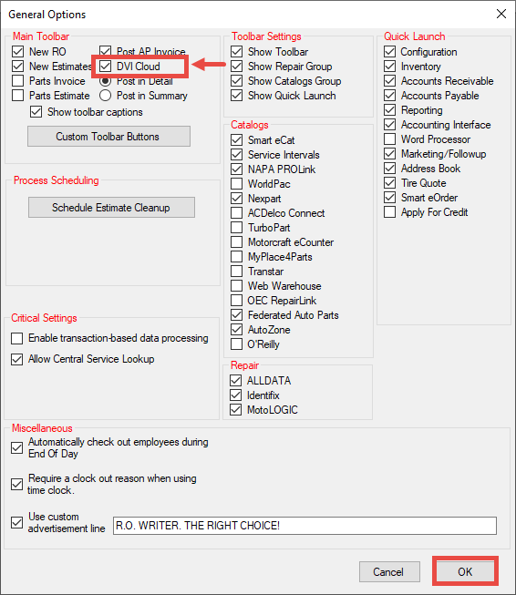 ROW General Options