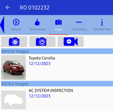 the images screen