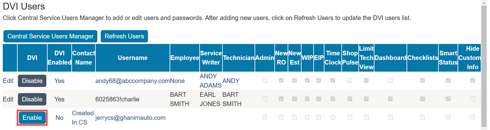 DVI User Setting