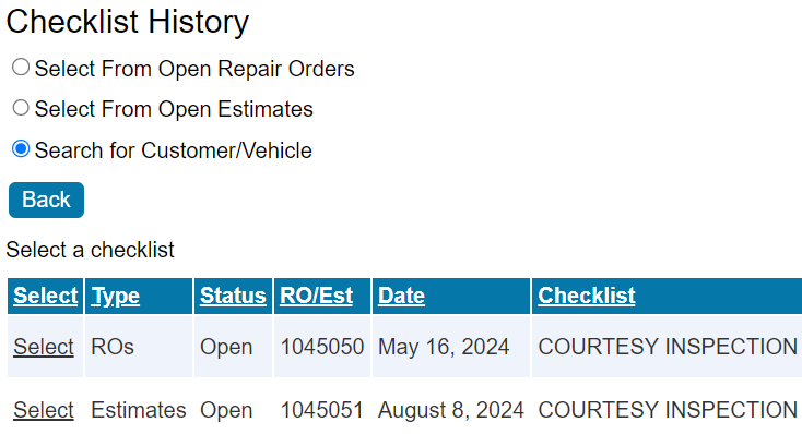The default History tab.