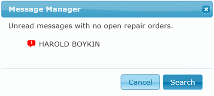 message manager window with one unread message