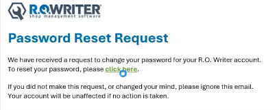 Email to reset password