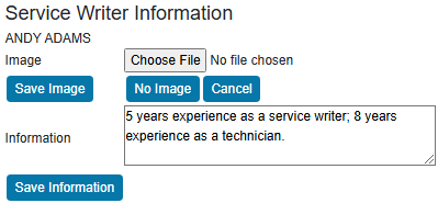 service writer information window