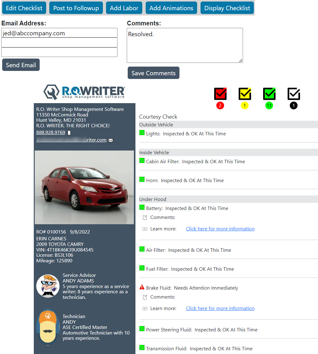 Checklist opened in DVI Command