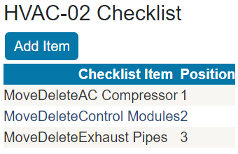 An example checklist with checklist items and their positions