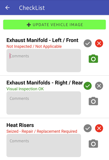 The new checklist screen in the DVI app.