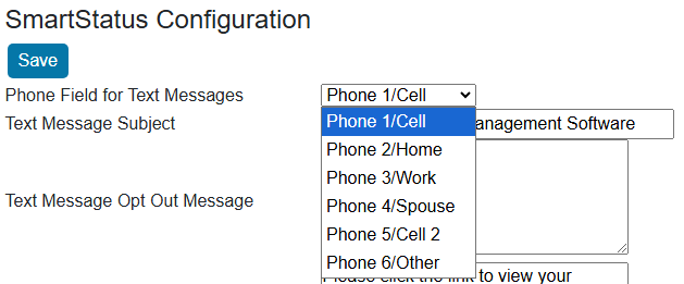 how to map the phone field for text messages
