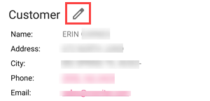 editing a customer in app