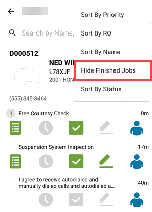 Hide finished jobs option select
