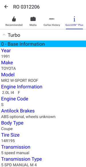New quickvin screen change