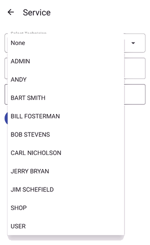 List of technicians to be assigned to