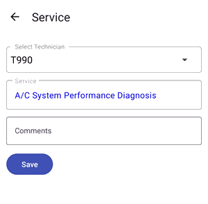 the service screen