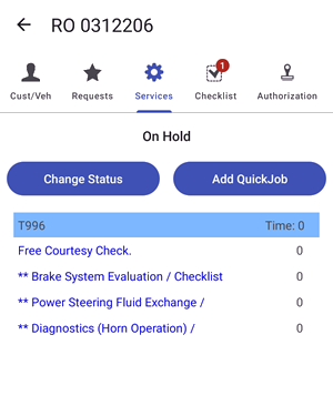 Services New page and screen