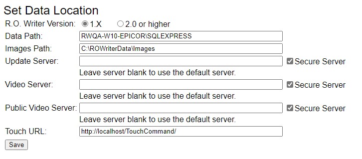 The Gen 1 Data Location settings.