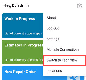 Switch to tech view options