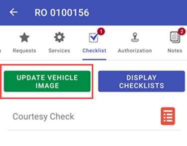 Checklist and updating a vehicle
