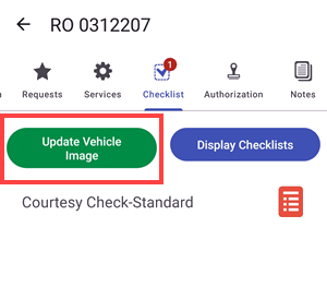 Checklist and updating a vehicle