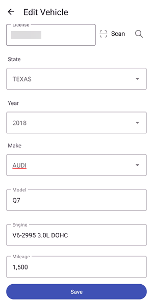 Vehicle details new screen